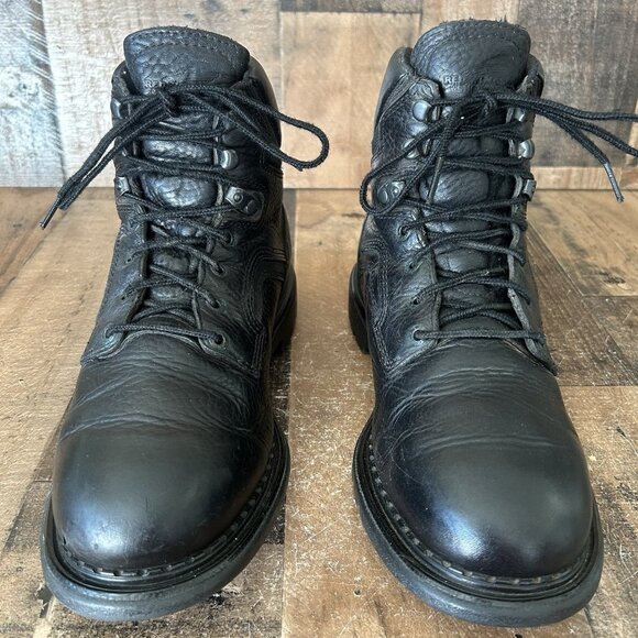Red Wing 923 Black Plain Toe Lace Up Work Boots Mens 10.5 EE - Picture 6 of 12